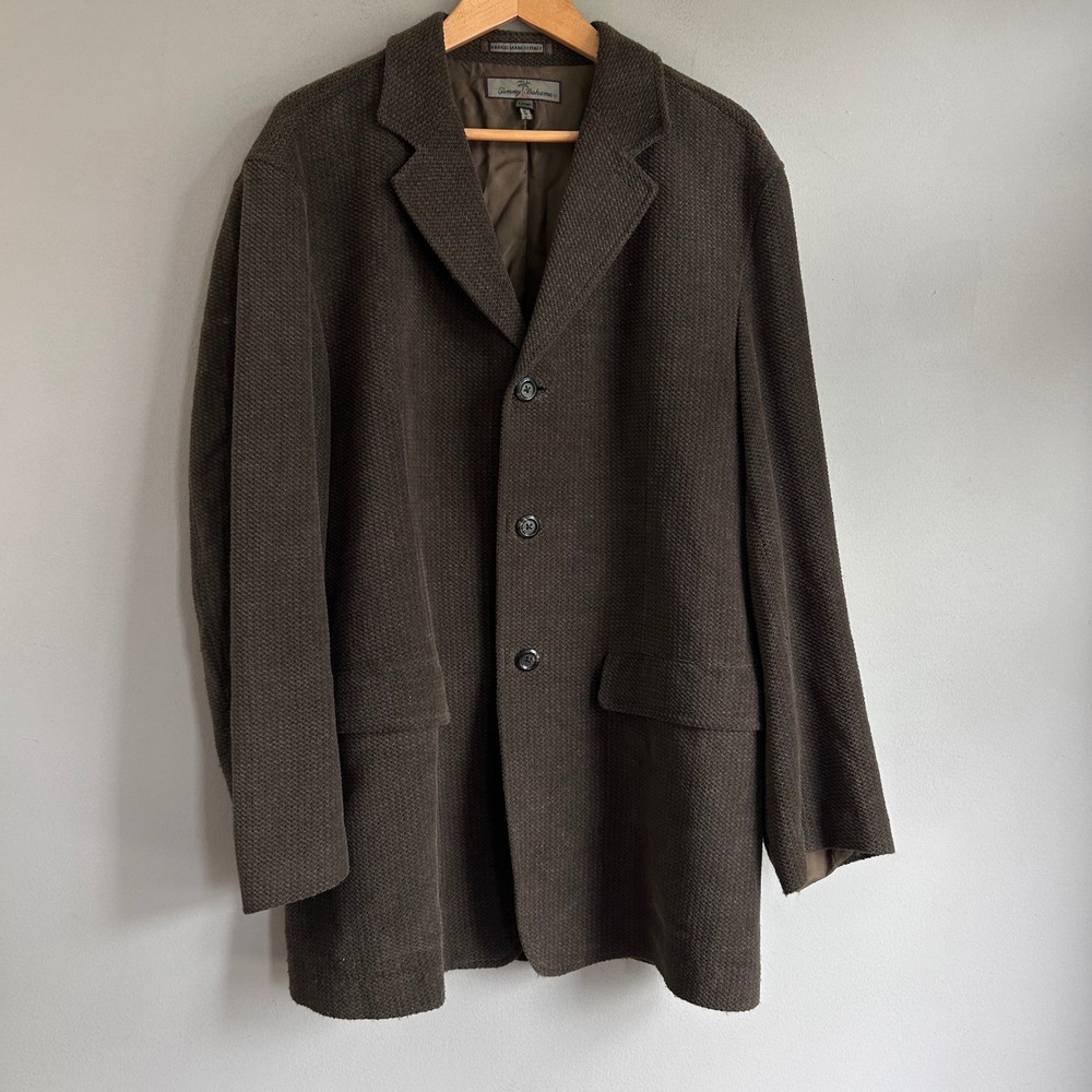 Tommy Bahama Island Soft Blazer Mens Large Brown Italian Fabric Sport Coat L